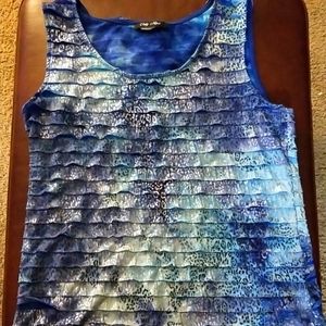 Silver & Blue Multi Layered Tank